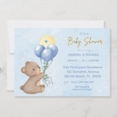 Invitation Baby shower des garçons de ballons d'ours en peluc (Devant)