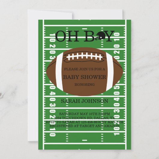 Invitation Baby shower des garçons de football (Devant)