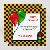 Invitation Baby shower des Garçons de la course branchée (Devant / Derrière)
