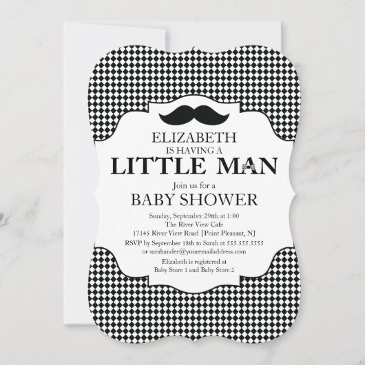 Invitation Baby shower des garçons de la Mustache Bash (Devant)