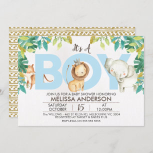 Invitation Baby shower des Garçons Safari Jungle