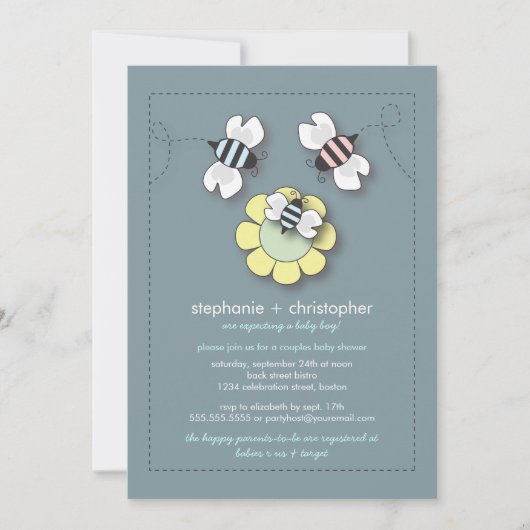 Invitation Baby shower des heureux couples de la f (Devant)