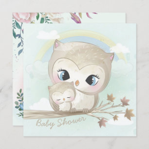 Invitation Baby shower des hiboux