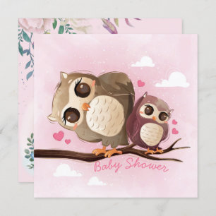 Invitation Baby shower des hiboux