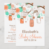 Invitation Baby shower des jarres de corail et de menthe (Devant / Derrière)