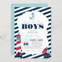 Baby shower des jumeaux bleus de la marine Ahoy