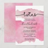 Invitation Baby shower des jumeaux couleur rose (Devant / Derrière)