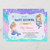 Invitation baby shower des jumeaux de Sirène (Devant / Derrière)