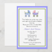 Invitation Baby shower des jumeaux élégants (Devant / Derrière)