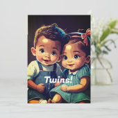 Invitation Baby shower des jumeaux mignons (Debout devant)