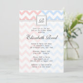 Invitation Baby shower des jumeaux monogrammes Blue & Pink Ch (Debout devant)