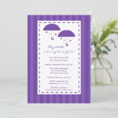 Invitation Baby shower des jumeaux pourpres (Debout devant)