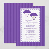 Invitation Baby shower des jumeaux pourpres (Devant / Derrière)