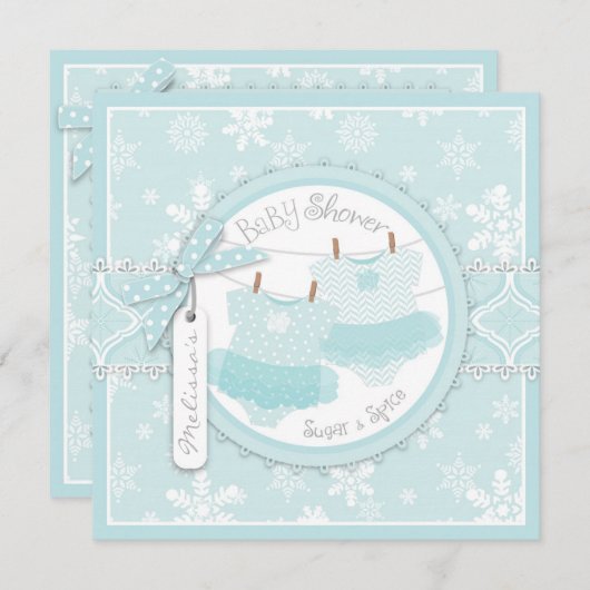 Invitation Baby shower des jumelles Tutus & Snowflakes d'hive (Devant / Derrière)