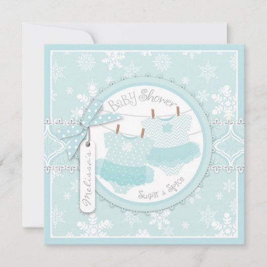 Invitation Baby shower des jumelles Tutus & Snowflakes d'hive (Devant)
