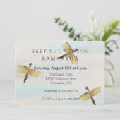 Invitation Baby shower des libellules d'or Watercolor (Debout devant)