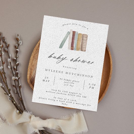 Invitation Baby shower des livres d'aquarelle