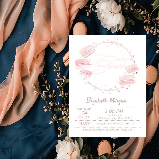 Invitation Baby shower des Macarons français
