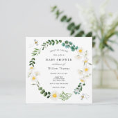 Invitation Baby shower des marguerites et des abeilles (Debout devant)