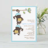 Invitation Baby shower des Monkey Twin Boys (Debout devant)
