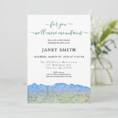 Invitation Baby shower des montagnes désertiques neutres selo (Debout devant)