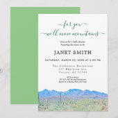 Invitation Baby shower des montagnes désertiques neutres selo (Devant / Derrière)