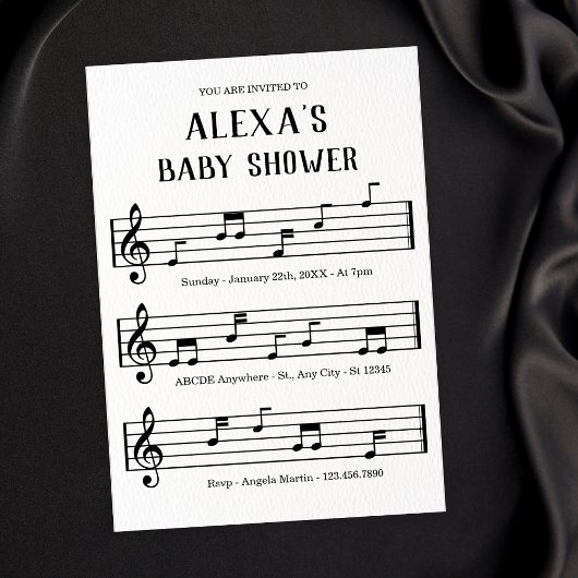 Invitation Baby shower des notes de feuille de musique