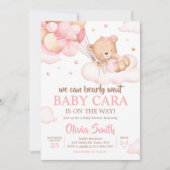 Invitation Baby shower des nuages d'attente roses (Devant)