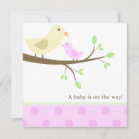 Baby shower des oiseaux jaunes et roses