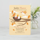 Invitation Baby shower des oiseaux nicheurs (Debout devant)