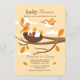Invitation Baby shower des oiseaux nicheurs