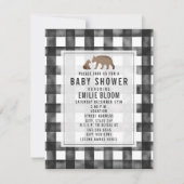 Invitation Baby shower des ours Burlap En vichy en détresse (Devant)