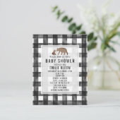 Invitation Baby shower des ours Burlap En vichy en détresse (Debout devant)