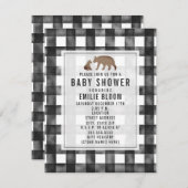 Invitation Baby shower des ours Burlap En vichy en détresse (Devant / Derrière)