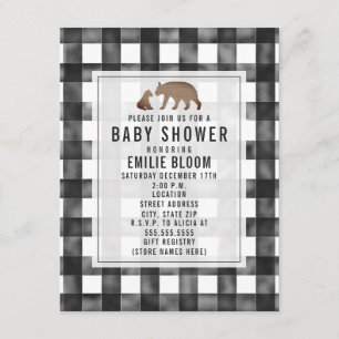 Invitation Baby shower des ours Burlap En vichy en détresse