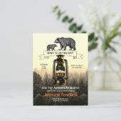 Invitation Baby shower des ours de bois rustique (Debout devant)