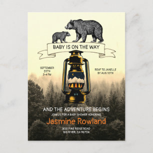 Invitation Baby shower des ours de bois rustique