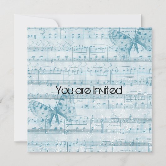 Invitation Baby shower des papillons de musique vintage (Devant)