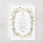 Invitation Baby shower des papillons et des fleurs de printem (Devant)