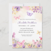 Invitation Baby shower des papillons rose violet filles (Devant)