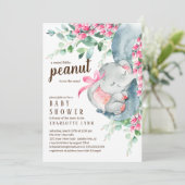 Invitation Baby shower des petites filles éléphantes d'arachi (Debout devant)