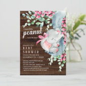 Invitation Baby shower des petites filles éléphantes d'arachi (Debout devant)