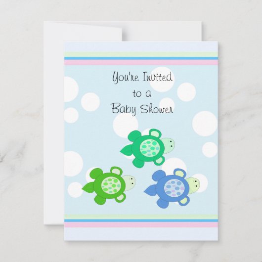Invitation Baby shower des petites tortues (Devant)