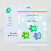 Invitation Baby shower des petites tortues (Devant / Derrière)