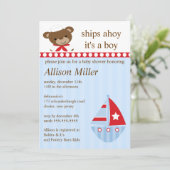 Invitation Baby shower des petits bateaux Ahoy Sailboat Boy (Debout devant)