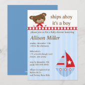 Invitation Baby shower des petits bateaux Ahoy Sailboat Boy (Devant / Derrière)