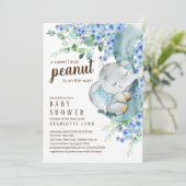 Invitation Baby shower des petits éléphants d'arachide (Debout devant)