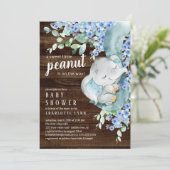 Invitation Baby shower des petits éléphants d'arachide (Debout devant)