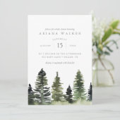 Invitation Baby shower des pins d'aquarelle des bois (Debout devant)