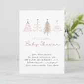 Invitation Baby shower des pins roses de Noël (Debout devant)